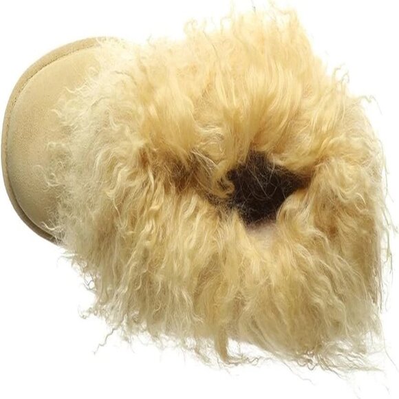 Bearpaw Boo Beige Shearling Wool Line Curly Lamb Fur Mongolian Sherpa Boots 9 - Picture 6 of 8